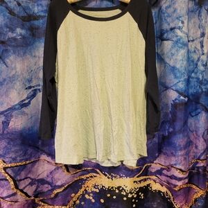 Sonoma Black and Cream Long Sleeve Raglan Top